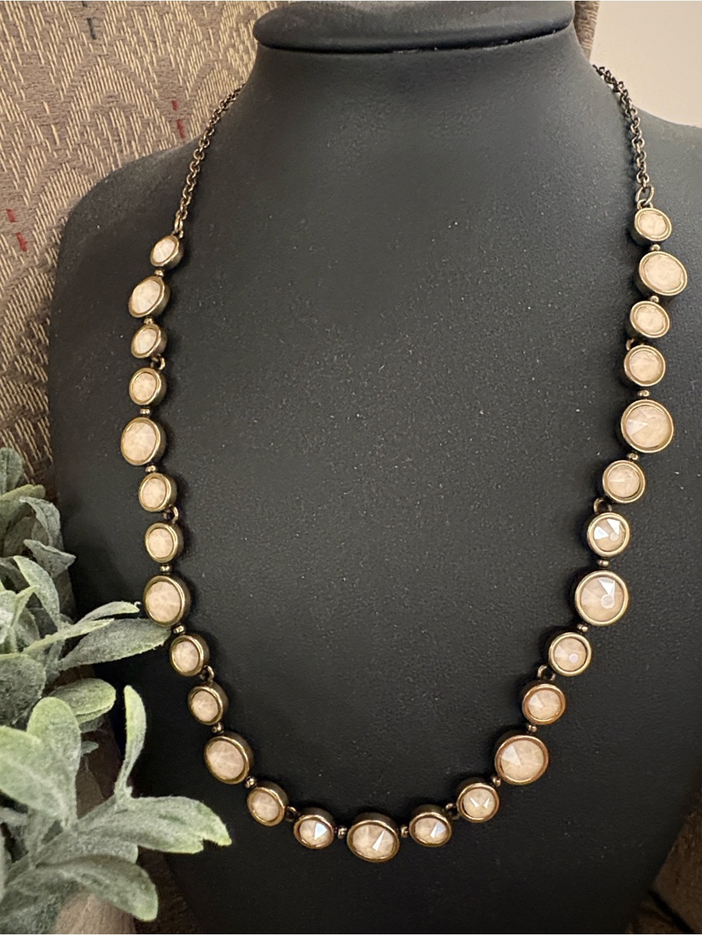 Touchstone Crystal Antique Gold Necklace with Champagne Stones